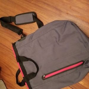 Gray and black nylon travel bucket bag! NWOT